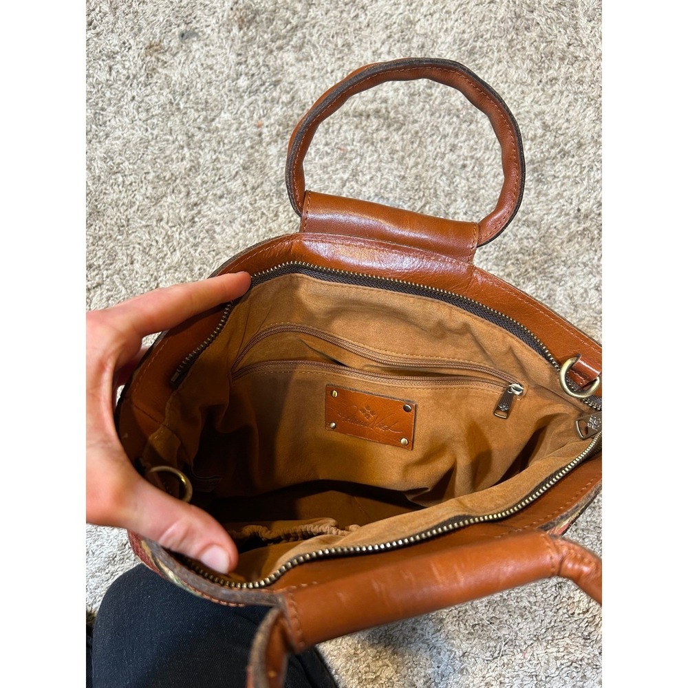 Patricia‎ Nash Vintage Spring Floral Brown Leather Trim Handbag Purse  Small - Picture 4 of 8